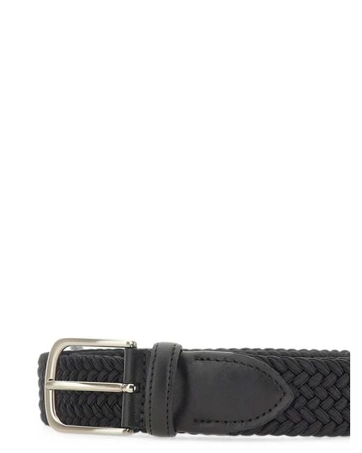 Alberto Luti White Woven Leather-Trim Belt for men