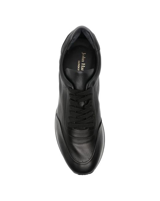 JOHN HARRISON Black Leather Panelled Sneakers for men