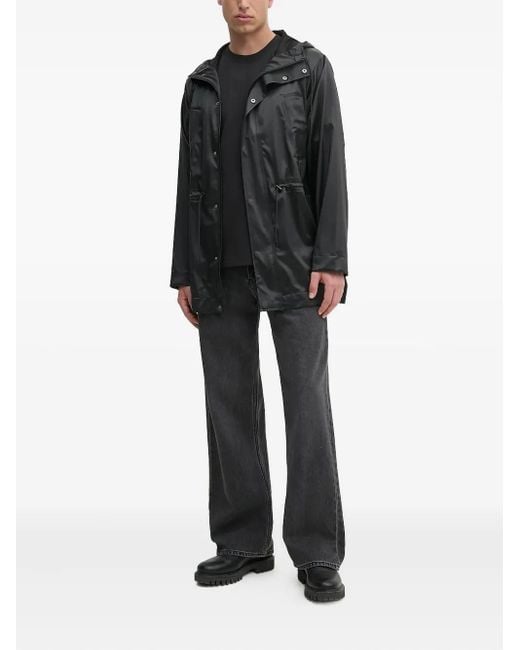 Rains Black Drawstring Hooded Jacket