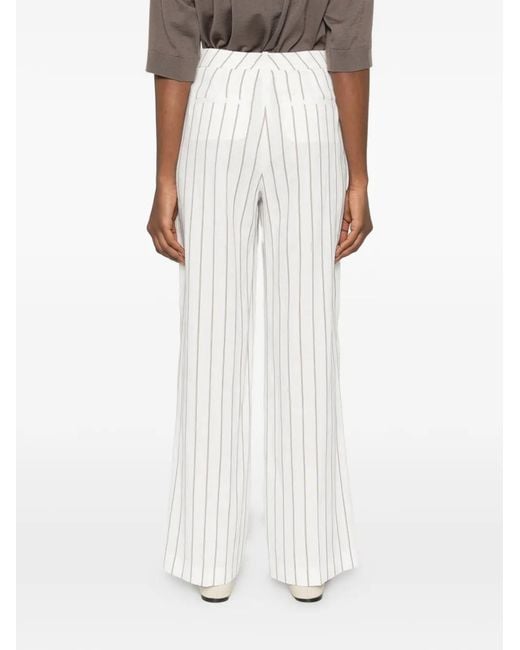 Peserico White Pinstripe-Pattern Trousers
