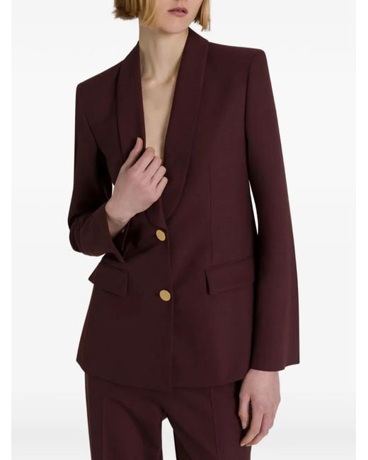 Alberta Ferretti Purple Shawl-Lapel Button-Up Blazer
