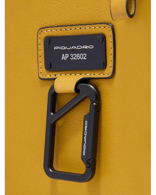 Piquadro Yellow Expandable Leather Backpack for men
