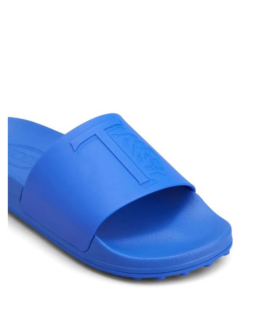 Tod's Blue Logo-Embossed Slides for men