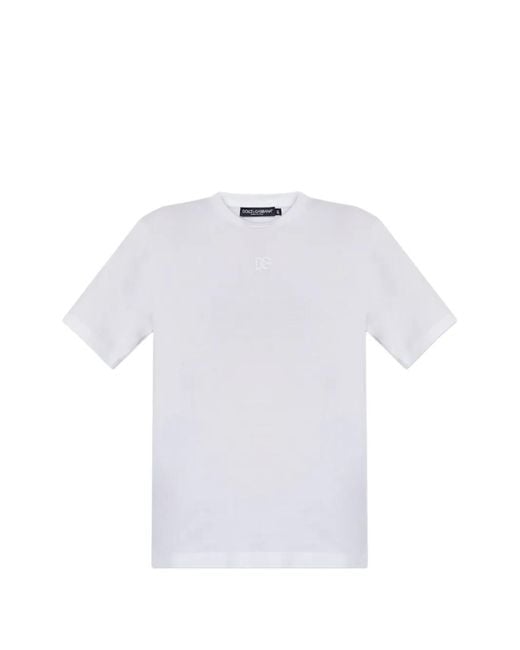 Dolce & Gabbana White Dg Embroidered T-Shirt