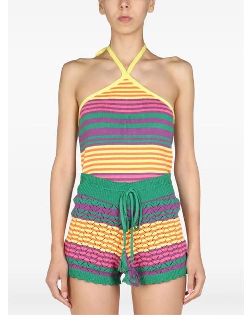 Gallo Yellow Striped Halter-Neck Top