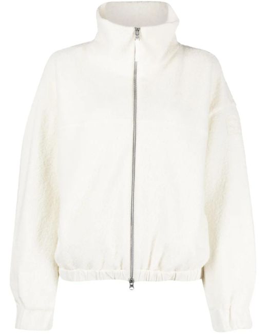Parajumpers White Minori Logo-Patch Bouclé Jacket