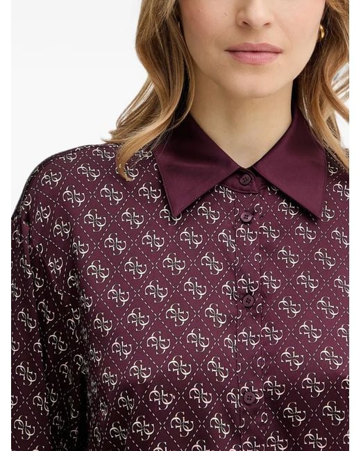 Guess Purple Chemise À Motif Monogrammé