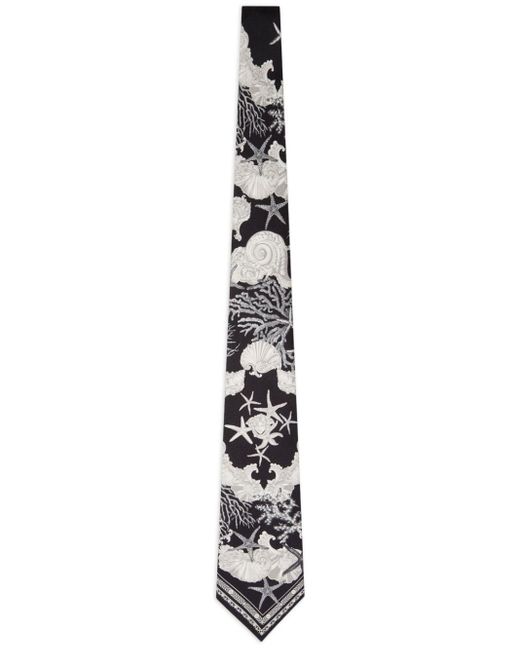 Cravatta con effetto jacquard di Versace in White da Uomo