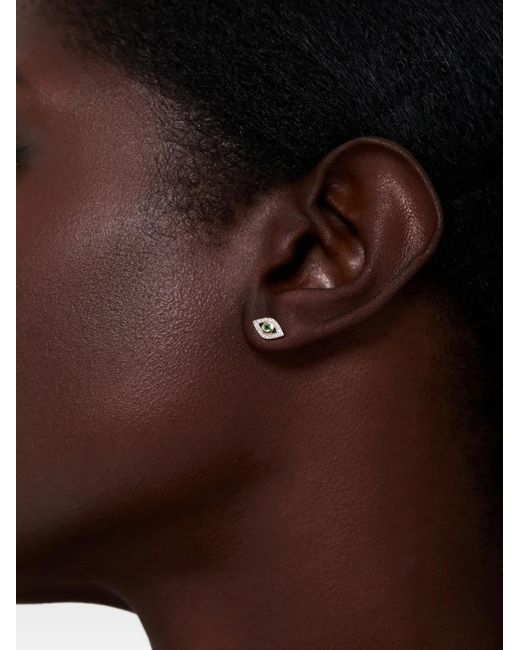 Mateo Metallic 14Kt Emerald Evil Eye Diamond Earrings