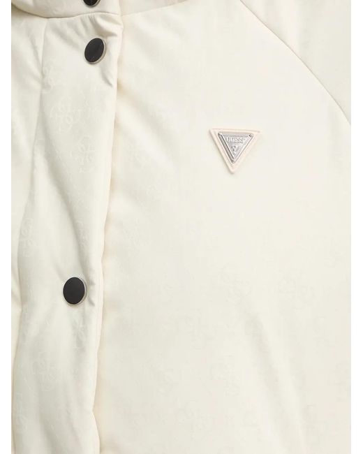 Guess White Hooded Quilted Jacket