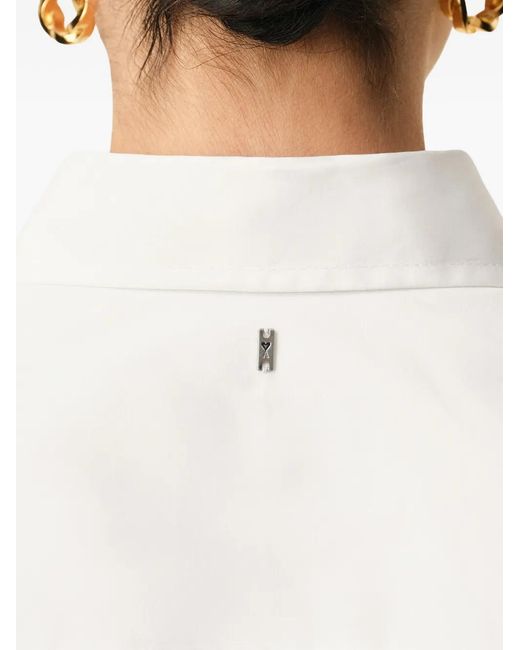 AMI White Blended Silk Sharp Collar Adjusted Shirt