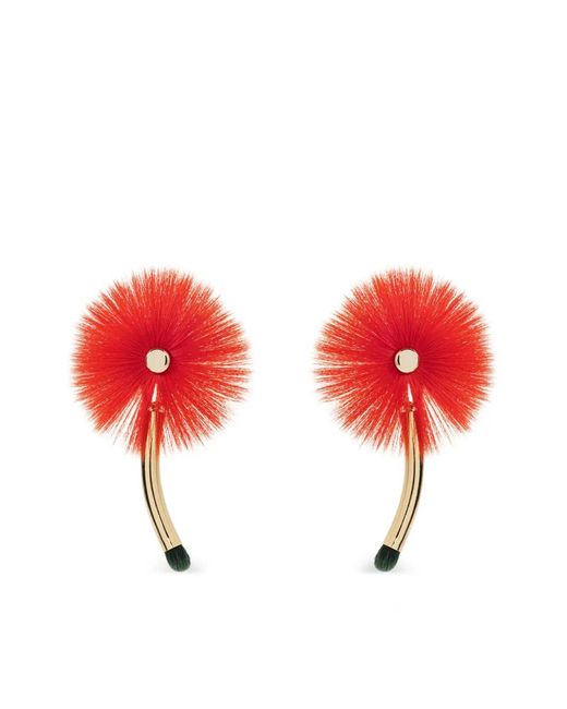 Issey Miyake Red Floral-Motif Earrings