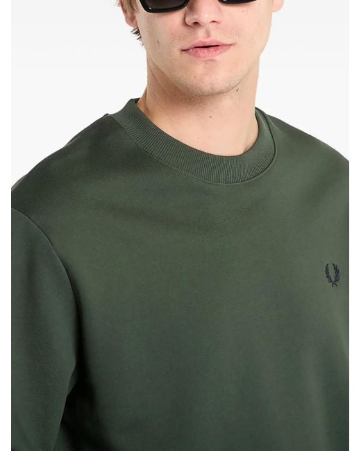 Fred Perry Green Crew-Neck Logo Sweatshirt for men