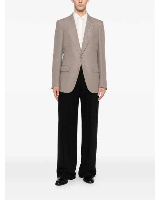 Tom Ford Brown Speckled Two-Button Jacket for men