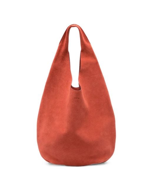 A.P.C. Red Neige Suede Shoulder Bag
