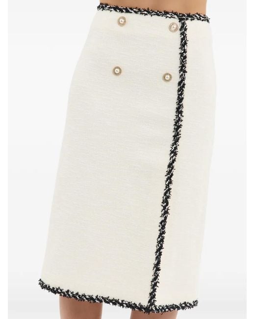 Rebecca Vallance White Jacquie Faux-Pearl Button Skirt