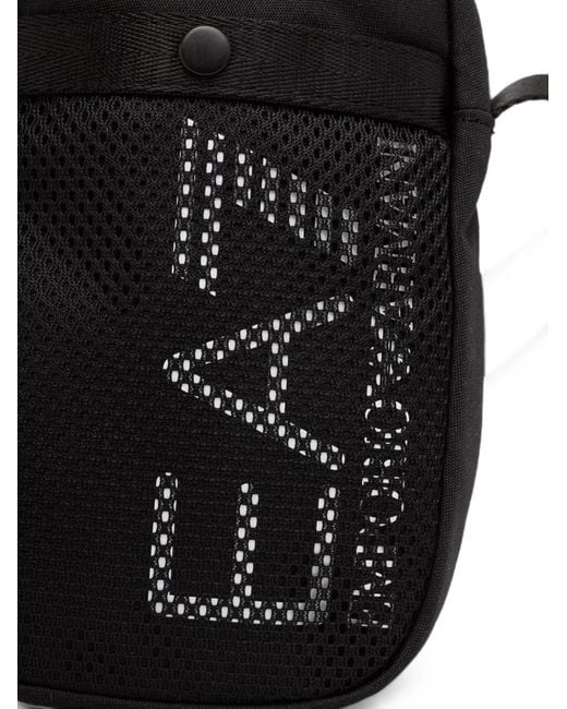EA7 Black Logo-Print Mesh-Panel Belt Bag