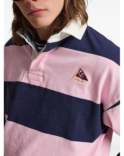 Polo Ralph Lauren Blue Long-Sleeve Striped Polo Shirt