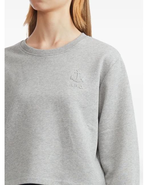 A.P.C. Gray Anchor-Embroidered Sweatshirt