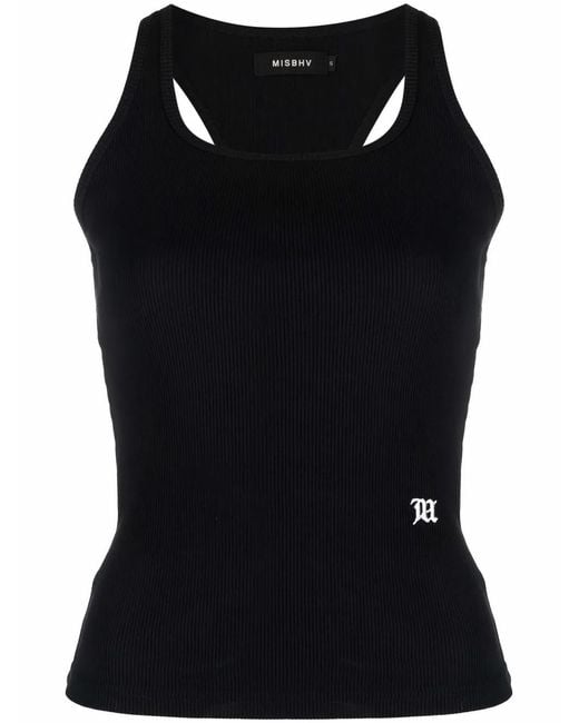 M I S B H V Black Ribbed-Knit Tank Top