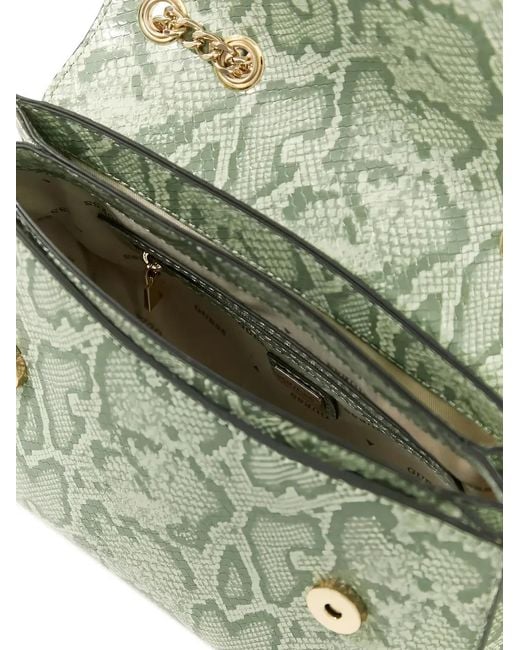 Guess Green Serenova Snakeskin-Print Cross Body Bag
