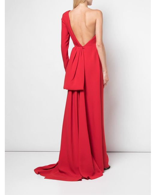 Vestido de fiesta con una sola manga Carolina Herrera de color Rojo | Lyst