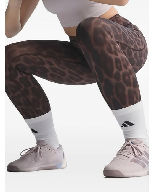 Adidas Brown Optimé Power Leopard-Print Leggings