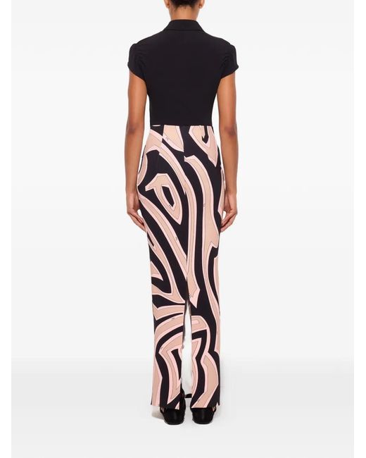 Emilio Pucci White Labirinto Print Long Fitted Skirt