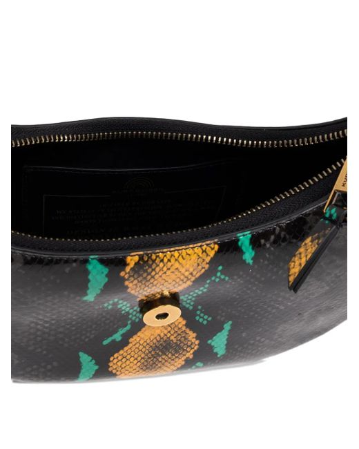 Kurt Geiger Black Small Chelsea Snake-Print Shoulder Bag
