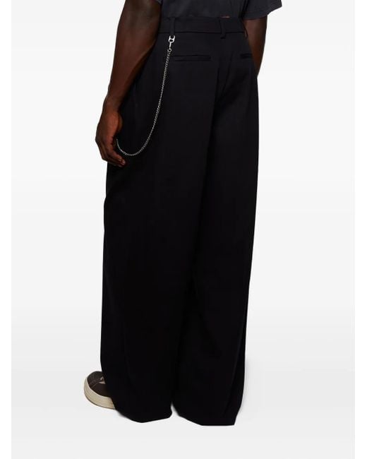 Alexander Wang Blue Pleated-Details Chain-Detail Trousers for men