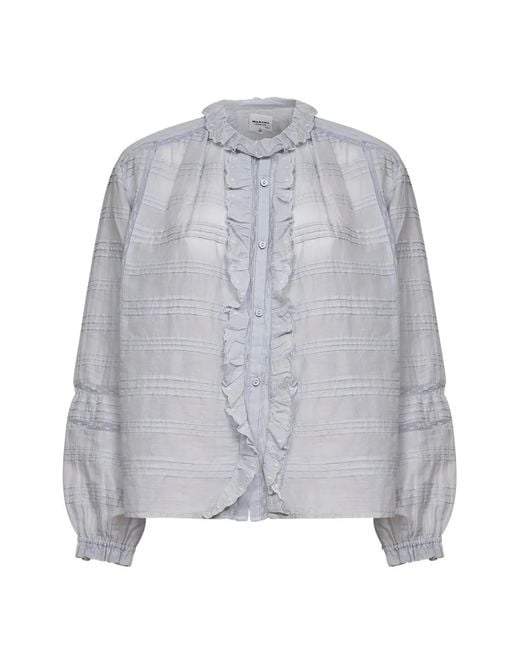 Isabel Marant Gray Button Ruffled Shirt