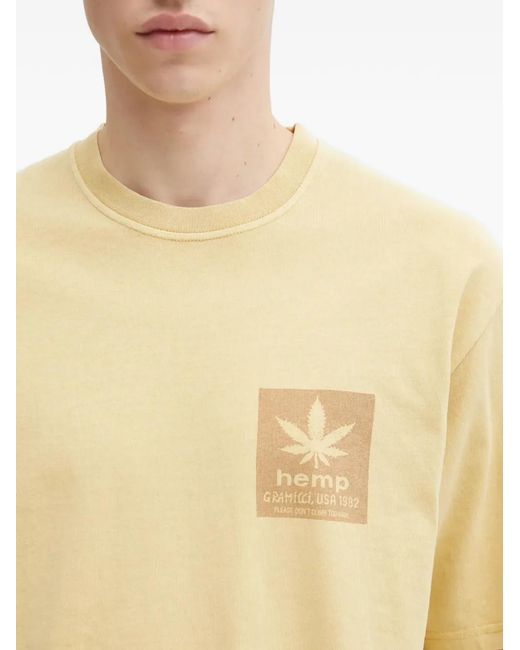 Gramicci Yellow Hemp Graphic T-Shirt for men