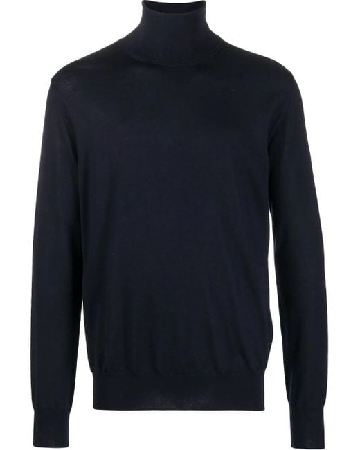 Jil Sander Blue Roll-Neck Merino Wool Jumper for men