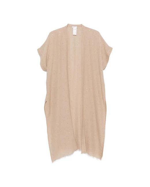 Peserico Natural Veste Brodée De Sequins À Franges