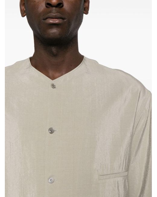 Lemaire Natural Crinkled Collarless Shirt for men