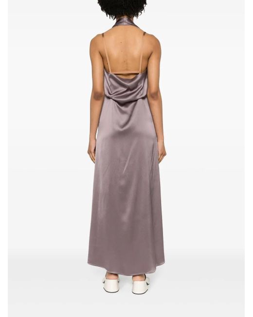 Alysi Purple Satin Maxi Dress