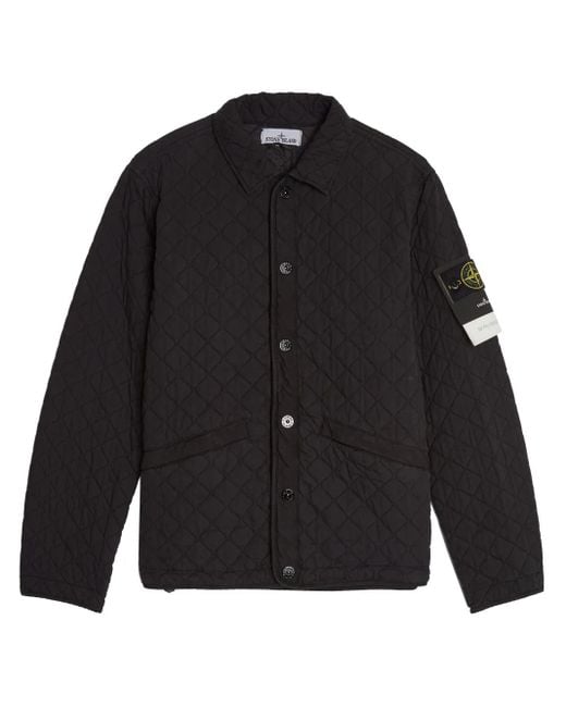Stone Island Black Quilted Press-Stud Bomber Jacket for men