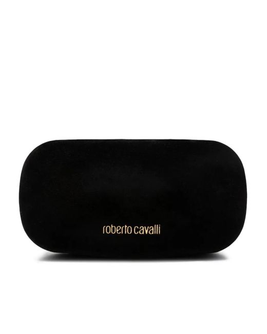 Roberto Cavalli Gray Logo-Plaque Shield-Frame Sunglasses