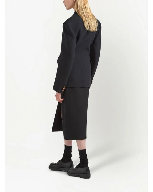 Prada Black Double-Breasted Tricotine Jacket