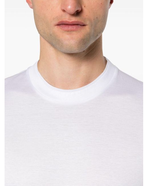 T-shirt en coton à manches courtes Canali pour homme en coloris White