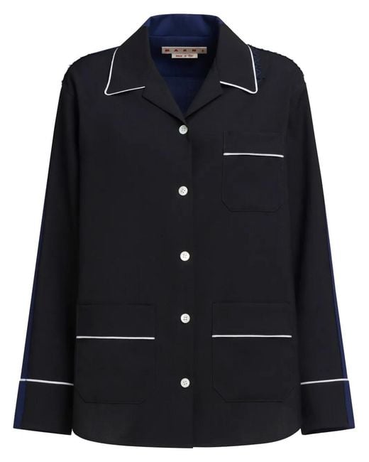 Marni Black Virgin Wool Pajama Shirt