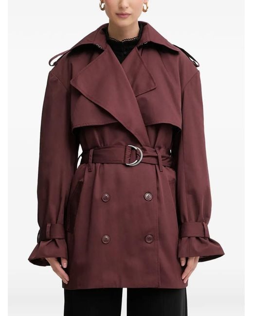 Bardot Red Aster Belted Trench Coat