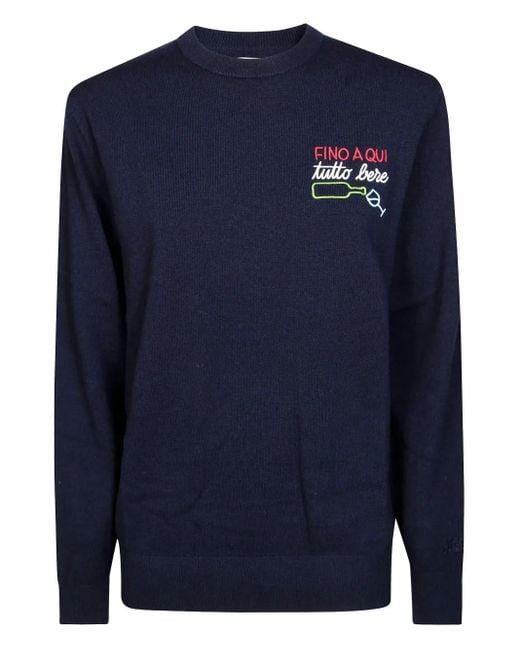 Mc2 Saint Barth Blue Embroidered Sweater for men