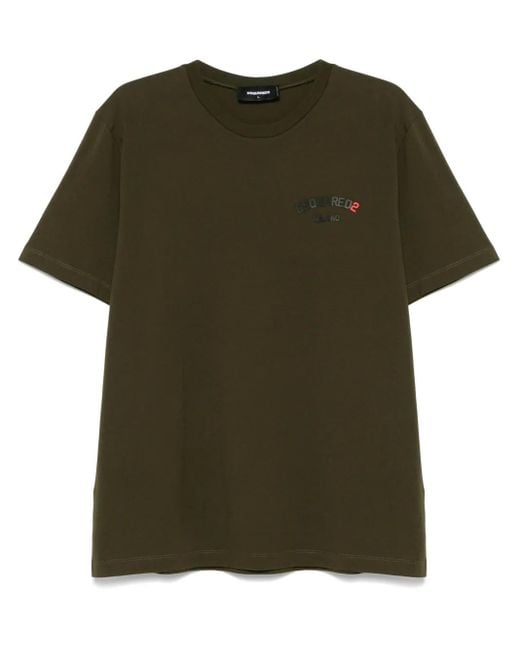 DSquared² Green Rubber-Logo T-Shirt for men