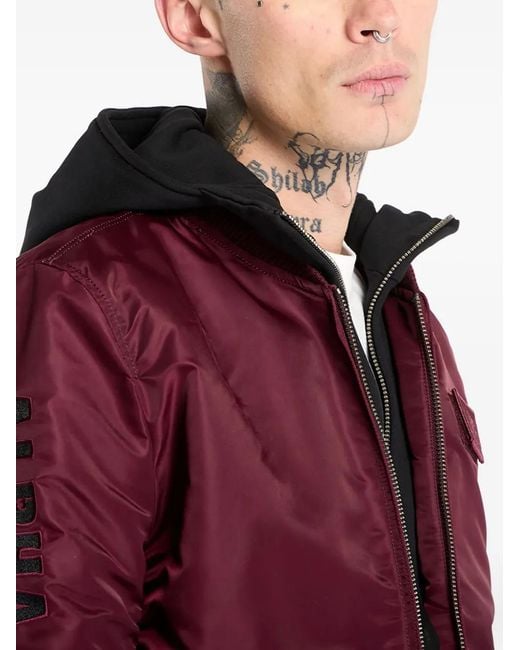 Alpha Industries Red Ma-1 D-Tec Sleeve-Embroidery Jacket for men