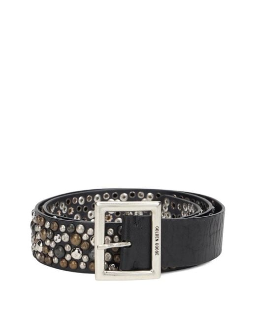 Golden Goose Deluxe Brand Gray Stud-Embellished Leather Belt