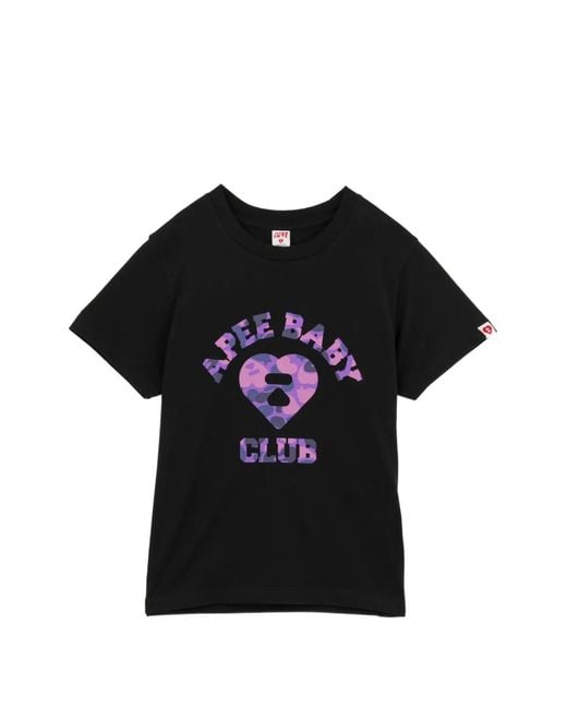 AAPE BY A BATHING AP Black Camo-Heart Logo T-Shirt