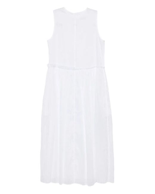 Jil Sander White Pleated Cotton Dress