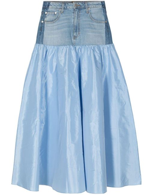 Cynthia Rowley Blue Panelled A-line Maxi Skirt