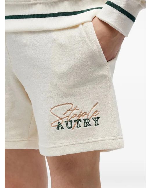 Autry White Logo-Embroidered Track Shorts for men